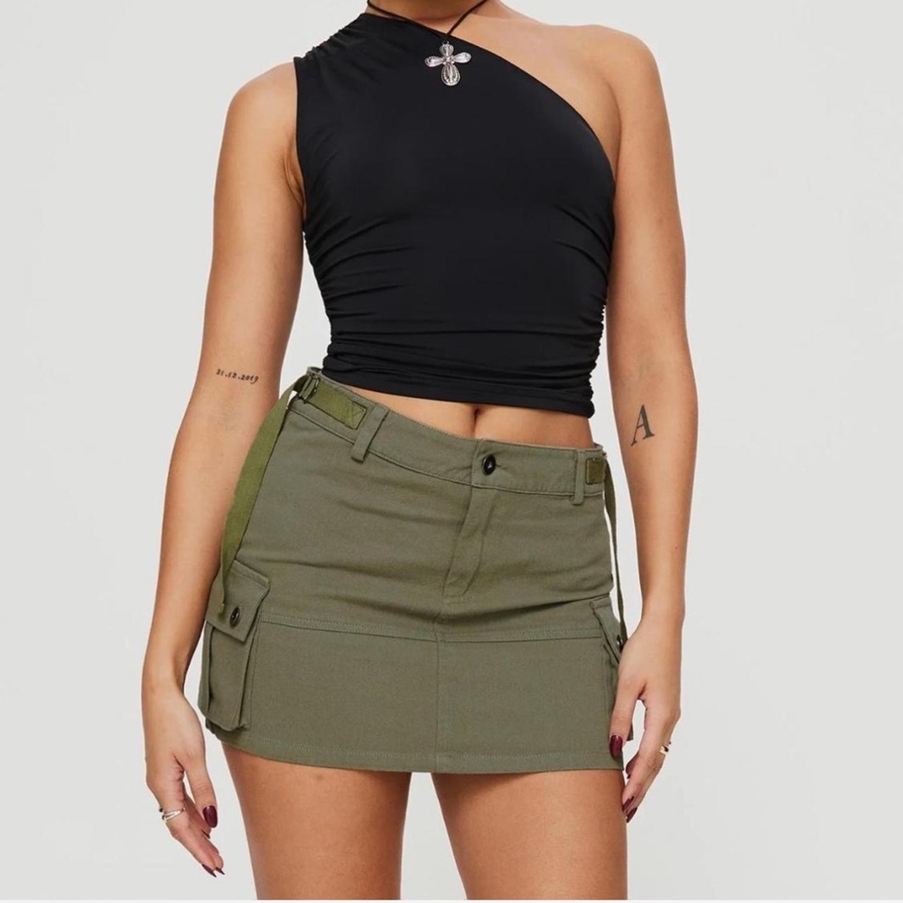 Olive Green Cargo Skirt